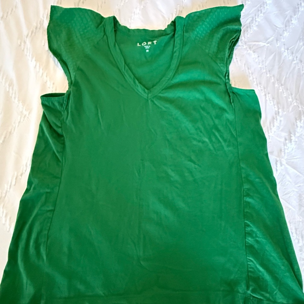 LOFT Vibrant Green Ruffle Tee